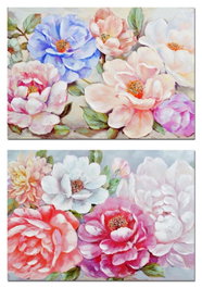 DKD Home Decor Cuadro Lienzo MDF 100x3x70 Flores Surtido de 2 unidades