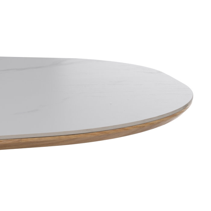 Ixia Mesa de Comedor Blanco-Natural con Tablero Cerámico