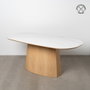Ixia Mesa de Comedor Blanco-Natural con Tablero Cerámico