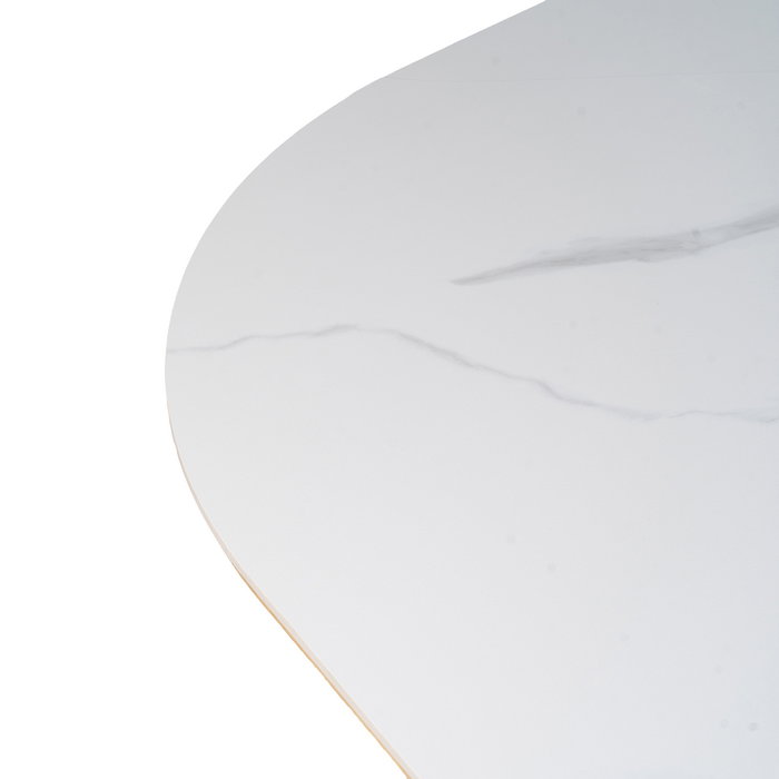 Ixia Mesa de Comedor Blanco-Natural con Tablero Cerámico