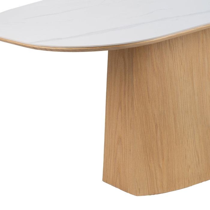 Ixia Mesa de Comedor Blanco-Natural con Tablero Cerámico
