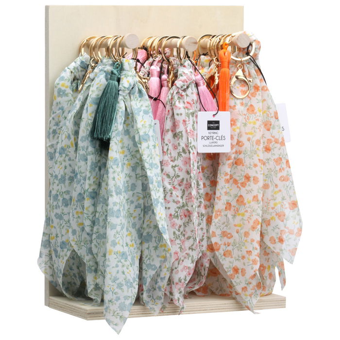 The Concept Factory Llavero Pañuelo Floreado Pour Elle Pañuelo Poliéster Colores Surtidos Rosa Naranja Verde