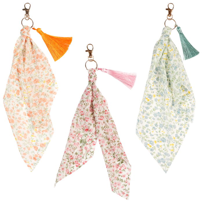 The Concept Factory Llavero Pañuelo Floreado Pour Elle Pañuelo Poliéster Colores Surtidos Rosa Naranja Verde