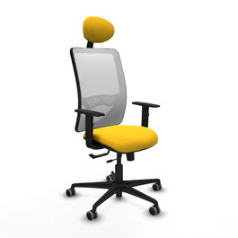PIQUERAS Y CRESPO Silla de oficina Zulema con mecanismo Sincro/Traslack, Amarillo y Blanco