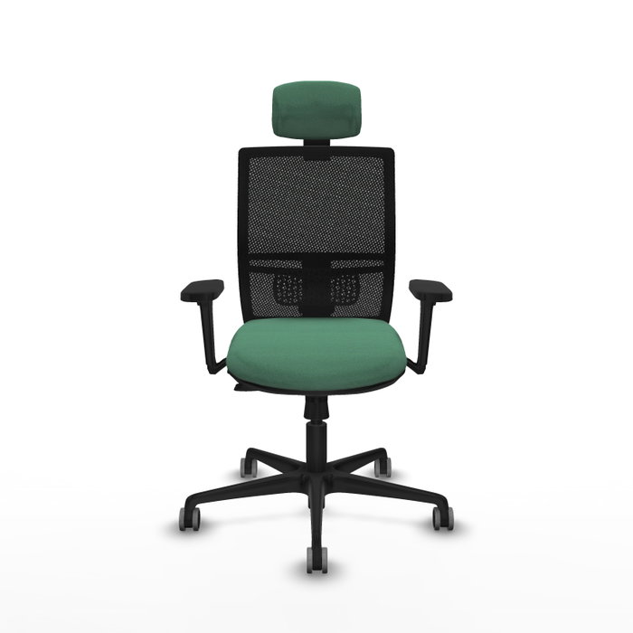 PIQUERAS Y CRESPO Silla de oficina Yunquera con mecanismo Sincro/Traslack, Verde esmeralda y Negro