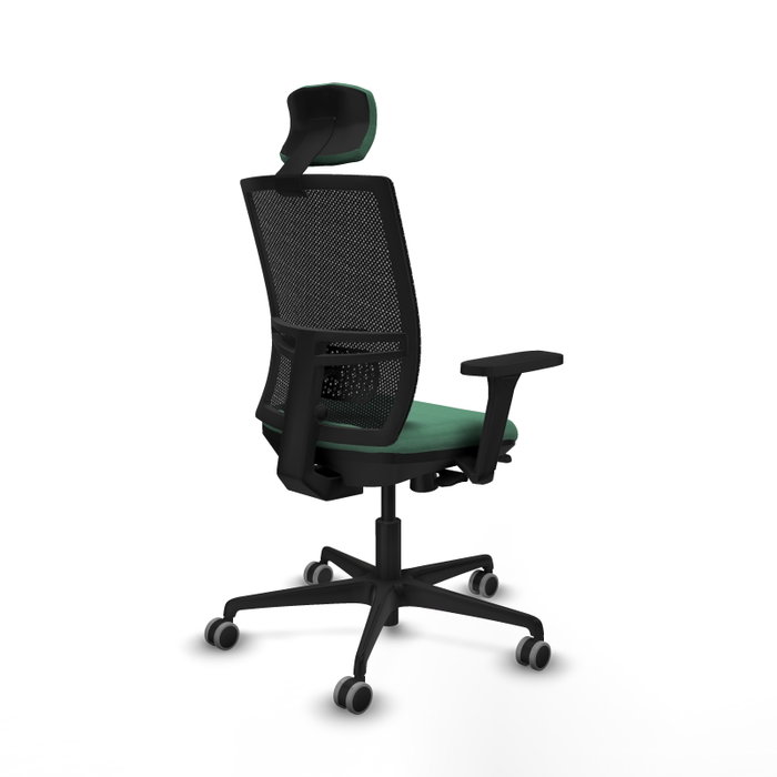 PIQUERAS Y CRESPO Silla de oficina Yunquera con mecanismo Sincro/Traslack, Verde esmeralda y Negro
