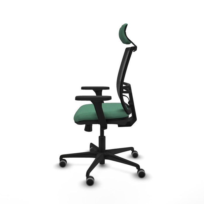 PIQUERAS Y CRESPO Silla de oficina Yunquera con mecanismo Sincro/Traslack, Verde esmeralda y Negro