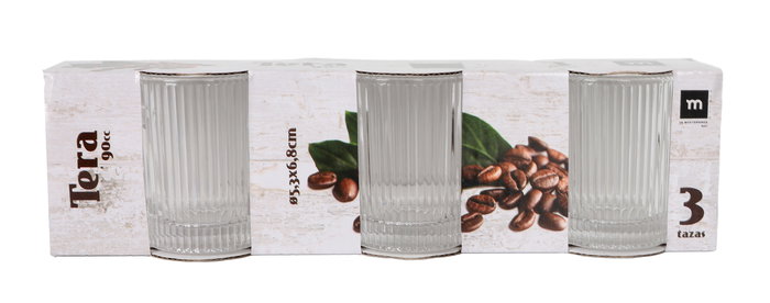 La Mediterranea Set 3 Mugs 90 ml 5.3 cm ancho x 7 cm largo x 6.8 cm alto (24 Cajas)