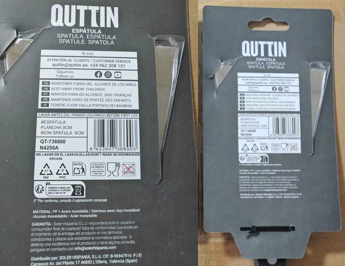 Quttin Espatula para Plancha Sybarite 9 cm (31 x 10 x 1,5 cm) (8 Unidades)