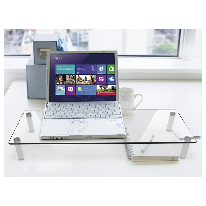 EQUIP Mesa de monitor con altura regulable de cristal templado, capacidad 20 kg, color negro EQUIP Mesa de monitor con altura regulable de cristal templado, capacidad 20 kg, color negro