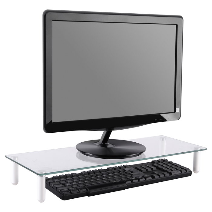 EQUIP Mesa de monitor con altura regulable de cristal templado, capacidad 20 kg, color negro EQUIP Mesa de monitor con altura regulable de cristal templado, capacidad 20 kg, color negro