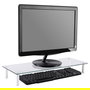 EQUIP Mesa de monitor con altura regulable de cristal templado, capacidad 20 kg, color negro