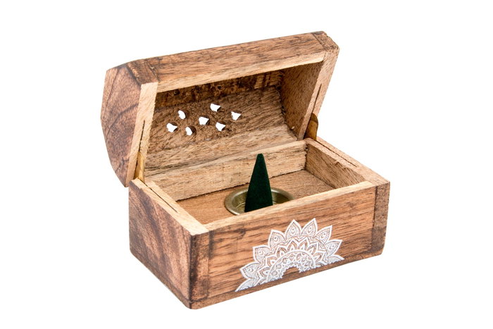 DKD Home Decor Set de 10 Piezas de Madera con Conos de Aroma y Diseño Mandala