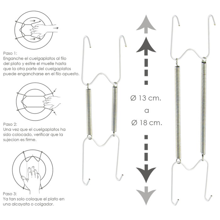 ORYX Cuelgaplatos Muelle para Platos de 13 a 18 cm
