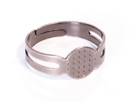 Innspiro Anillos Metálicos Ajustables con Base de Disco y Agujeros de 8 mm, Plateado Envejecido
