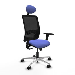 PIQUERAS Y CRESPO Silla de oficina Zulema con mecanismo Sincro, Azul claro y Negro