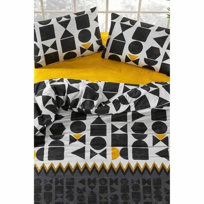 Aucune Juego de cama Negro 100% Algodón Reforzado (220x240 cm) con 2 fundas de almohada Aucune Juego de cama Negro 100% Algodón Reforzado (220x240 cm) con 2 fundas de almohada
