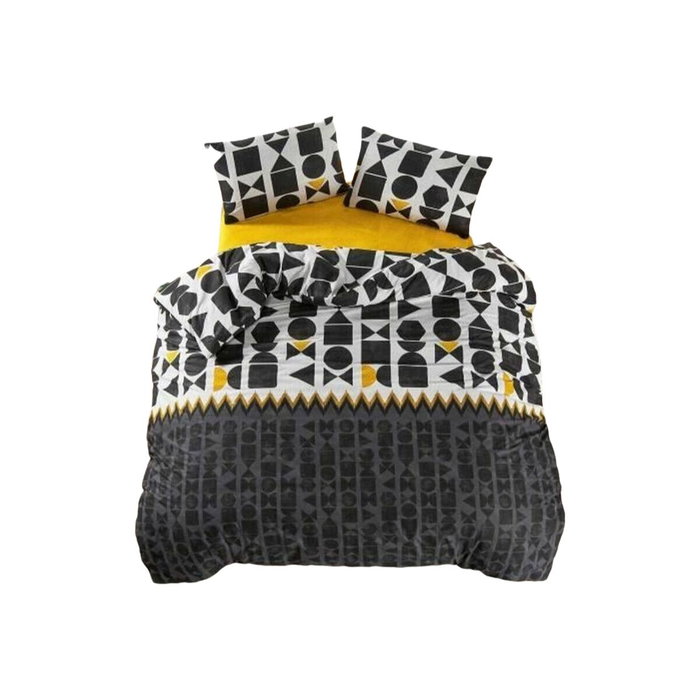 Aucune Juego de cama Negro 100% Algodón Reforzado (220x240 cm) con 2 fundas de almohada Aucune Juego de cama Negro 100% Algodón Reforzado (220x240 cm) con 2 fundas de almohada