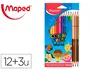 Maped Lápices de Colores Color Peps World Caja de 12 Colores Surtidos + 3 Duo Tonos de Piel