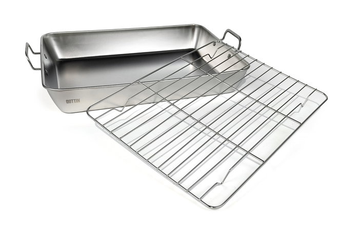 Inde Bandeja de Horno de Acero con Grill para Cocina y Asar, Medidas 30 x 24 x 5.5 cm (12 Unidades) Inde Bandeja de Horno de Acero con Grill para Cocina y Asar, Medidas 30 x 24 x 5.5 cm (12 Unidades)