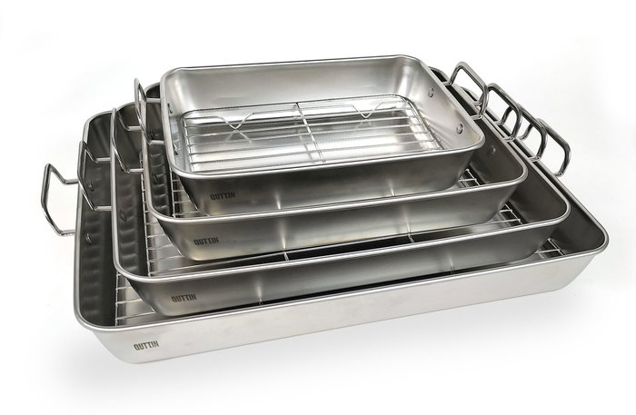 Inde Bandeja de Horno de Acero con Grill para Cocina y Asar, Medidas 30 x 24 x 5.5 cm (12 Unidades) Inde Bandeja de Horno de Acero con Grill para Cocina y Asar, Medidas 30 x 24 x 5.5 cm (12 Unidades)