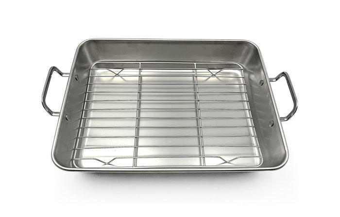 Inde Bandeja de Horno de Acero con Grill para Cocina y Asar, Medidas 30 x 24 x 5.5 cm (12 Unidades) Inde Bandeja de Horno de Acero con Grill para Cocina y Asar, Medidas 30 x 24 x 5.5 cm (12 Unidades)