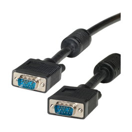 ROLINE 11.04.5252 Cable VGA HD15 ST a ST con Ferrita, 2m, Macho a Macho, Negro