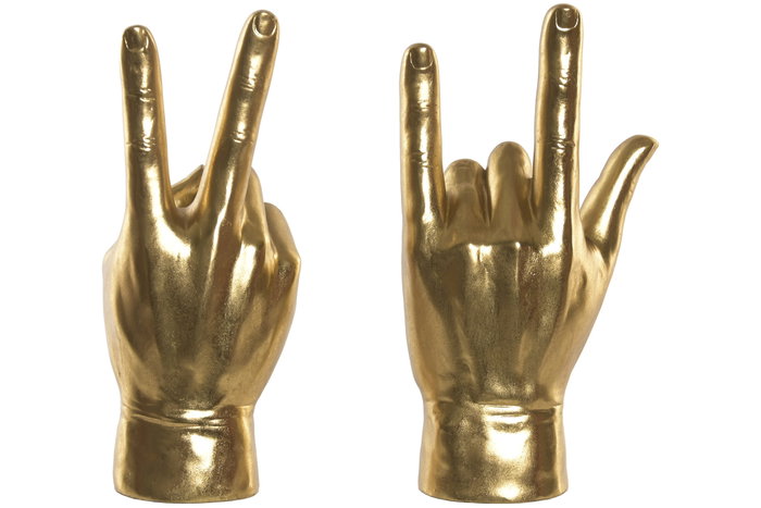 DKD Home Decor Figura de Mano en Resina Dorada (Pack de 2)