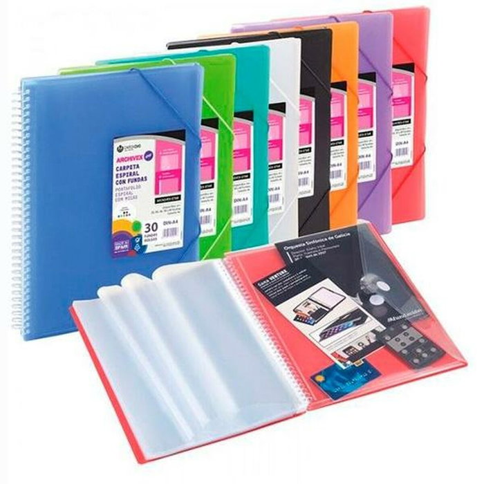 Carchivo Carpeta Archivex-Star Espiral PP Extra con 80 Fundas A4 Negro Carchivo Carpeta Archivex-Star Espiral PP Extra con 80 Fundas A4 Negro