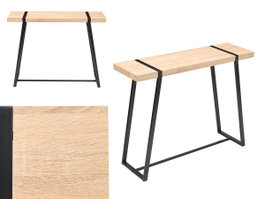 Giftdecor Mesa Entradita Natural Patas Negras 100x77x30 cm Metal Madera MDF