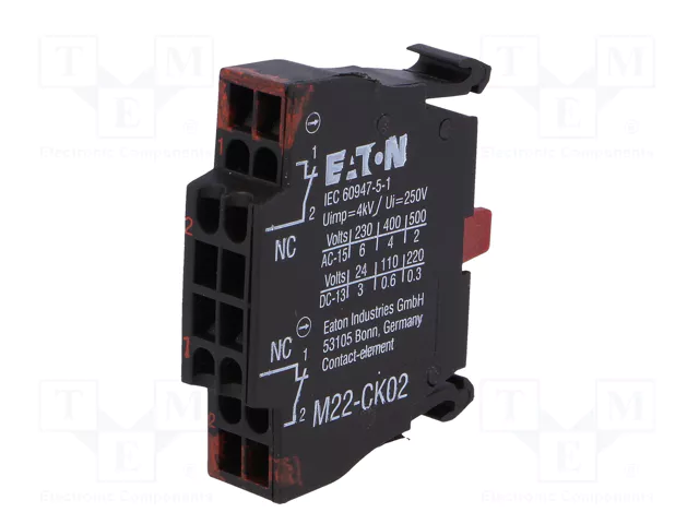 Eaton M22-CK02 Elemento de contacto 2 107899 Montaje frontal con resorte