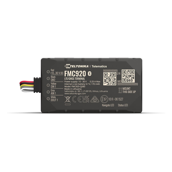Teltonika FMC920-QKIB0 Rastreador de GPS 4G LTE Cat 1 Quectel EMEA Teltonika FMC920-QKIB0 Rastreador de GPS 4G LTE Cat 1 Quectel EMEA