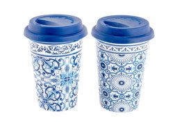 DKD Home Decor Mug Mediterraneo Azul Porcelana y Silicona 10 x 14 x 10 cm (6 Unidades)