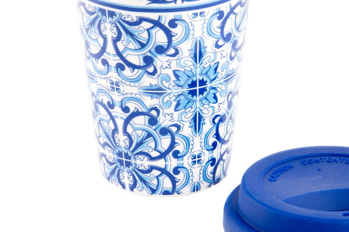 DKD Home Decor Mug Mediterraneo Azul Porcelana y Silicona 10 x 14 x 10 cm (6 Unidades)