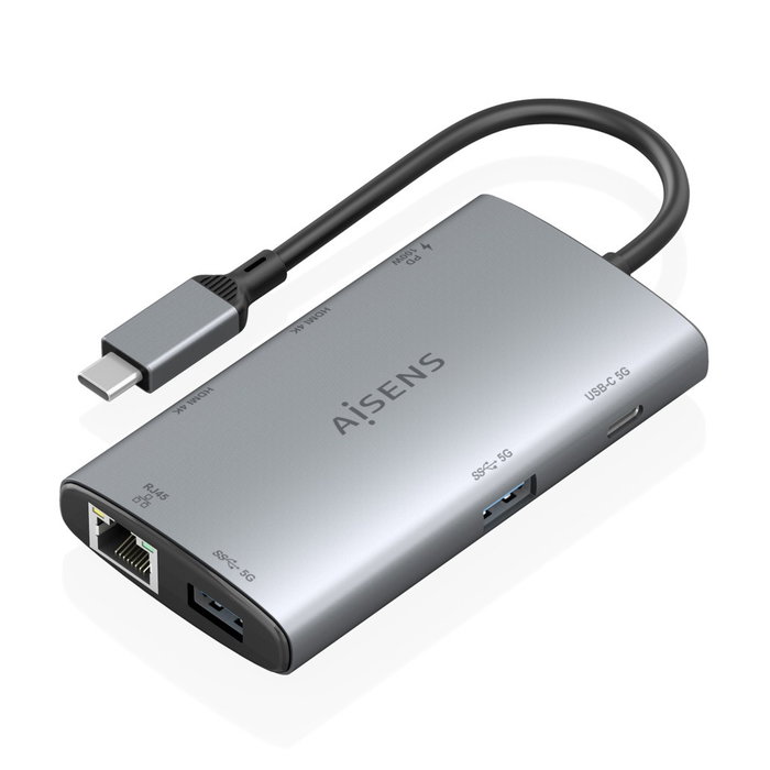 Aisens Dock USB-C 7 en 1 ASUC-7P049-GR con 2xHDMI 4K, RJ45 y PD 100W, Gris Aisens Dock USB-C 7 en 1 ASUC-7P049-GR con 2xHDMI 4K, RJ45 y PD 100W, Gris