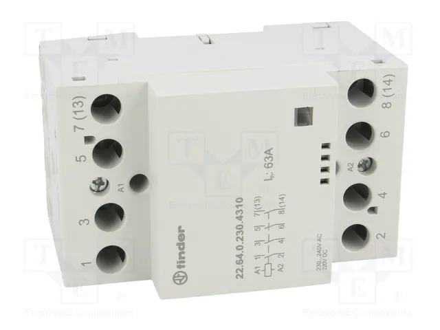FINDER Contactor de instalación 4 polos 63A 230VAC/VDC FINDER Contactor de instalación 4 polos 63A 230VAC/VDC