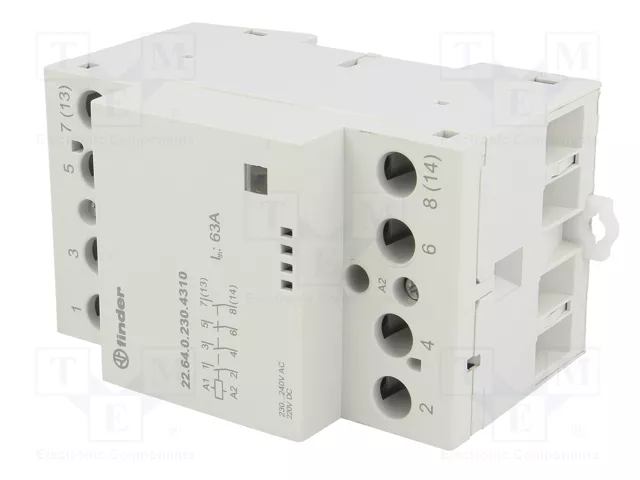 FINDER Contactor de instalación 4 polos 63A 230VAC/VDC FINDER Contactor de instalación 4 polos 63A 230VAC/VDC