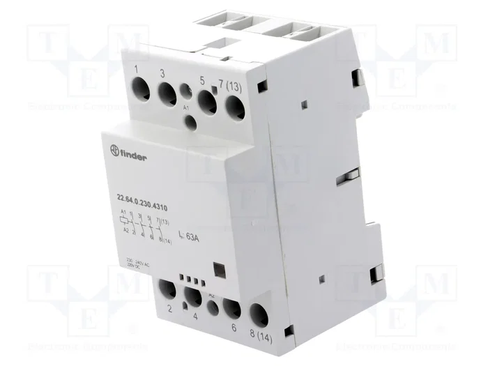 FINDER Contactor de instalación 4 polos 63A 230VAC/VDC FINDER Contactor de instalación 4 polos 63A 230VAC/VDC