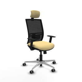 PIQUERAS Y CRESPO Silla de oficina Yunquera con mecanismo Sincro/Traslack, Crema y Negro