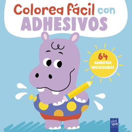 YOYO Colorea fácil con adhesivos. Hipopótamo