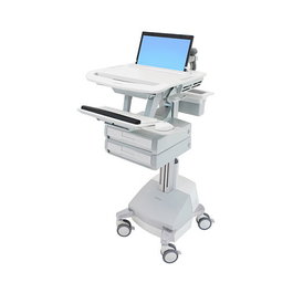 Ergotron StyleView Carro Multimedia para Portátil hasta 17.3 Pulgadas, 2 Cajones, Elevación 51 cm, Sistema de Alimentación 12V, 10 kg de Carga