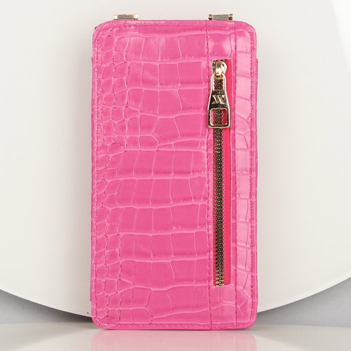 Zoozie Bags 1203 Bolso Cruzado de Piel para Teléfono con Monedero y Tarjetero, Color Rosa, 10x19 cm