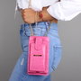 Zoozie Bags 1203 Bolso Cruzado de Piel para Teléfono con Monedero y Tarjetero, Color Rosa, 10x19 cm
