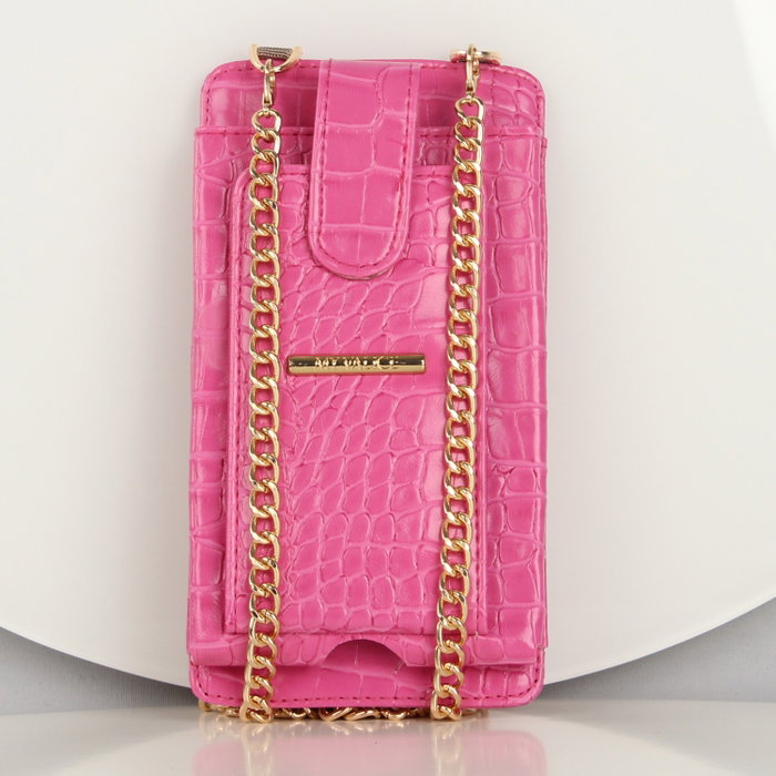 Zoozie Bags 1203 Bolso Cruzado de Piel para Teléfono con Monedero y Tarjetero, Color Rosa, 10x19 cm