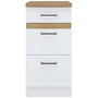 Junona Mueble Bajo de Cocina 40 cm 3 Cajones + Encimera JUNONAMB3T40BL Blanco Brillo