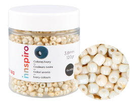 Innspiro Rocalla de vidrio redonda ivory blanco 3,8mm 120gr Bote