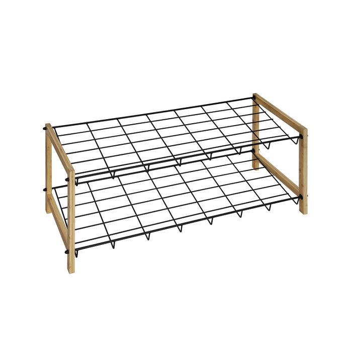 Zapatero Versa 2 Alturas Bambú, Metal 74x30x32 cm Zapatero Versa 2 Alturas Bambú, Metal 74x30x32 cm