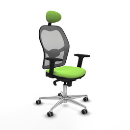 PIQUERAS Y CRESPO Silla de oficina Jorquera, Malla Gris y Tela Pistacho