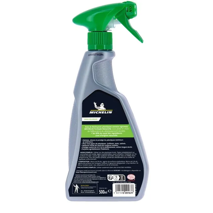 Michelin Limpiador de Plásticos Cítricos 500 ml - Restaura y Protege Superficies - Acción Duradera - Para Todo Tipo de Plásticos