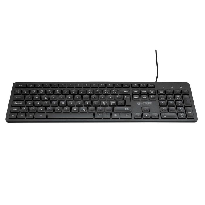 eSTUFF G220 Teclado USB con cable, Layout Nordic, tamaño completo, perfil bajo, teclas silenciosas eSTUFF G220 Teclado USB con cable, Layout Nordic, tamaño completo, perfil bajo, teclas silenciosas